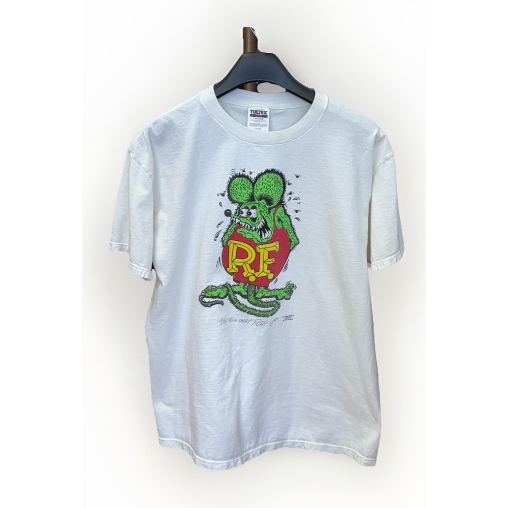 Vintage 90's Rat Fink T Shirt Mens XL White Ed Roth Tultex Tag Rockabilly